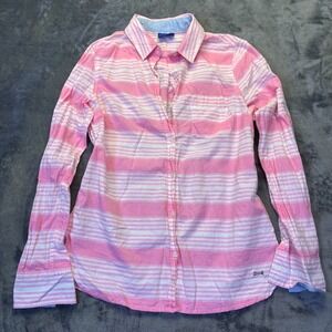 Le Tigre Women's Small Pink Striped Button Up Shirt Y2K Preppy Long Sleeve
